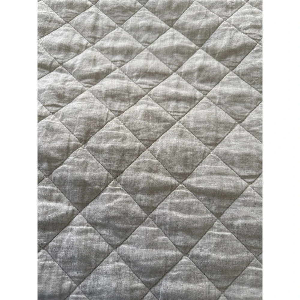 Pottery Barn Belgian Flax Linen Diamond‎ Quilt Full/Queen Beige Natural Bedding
